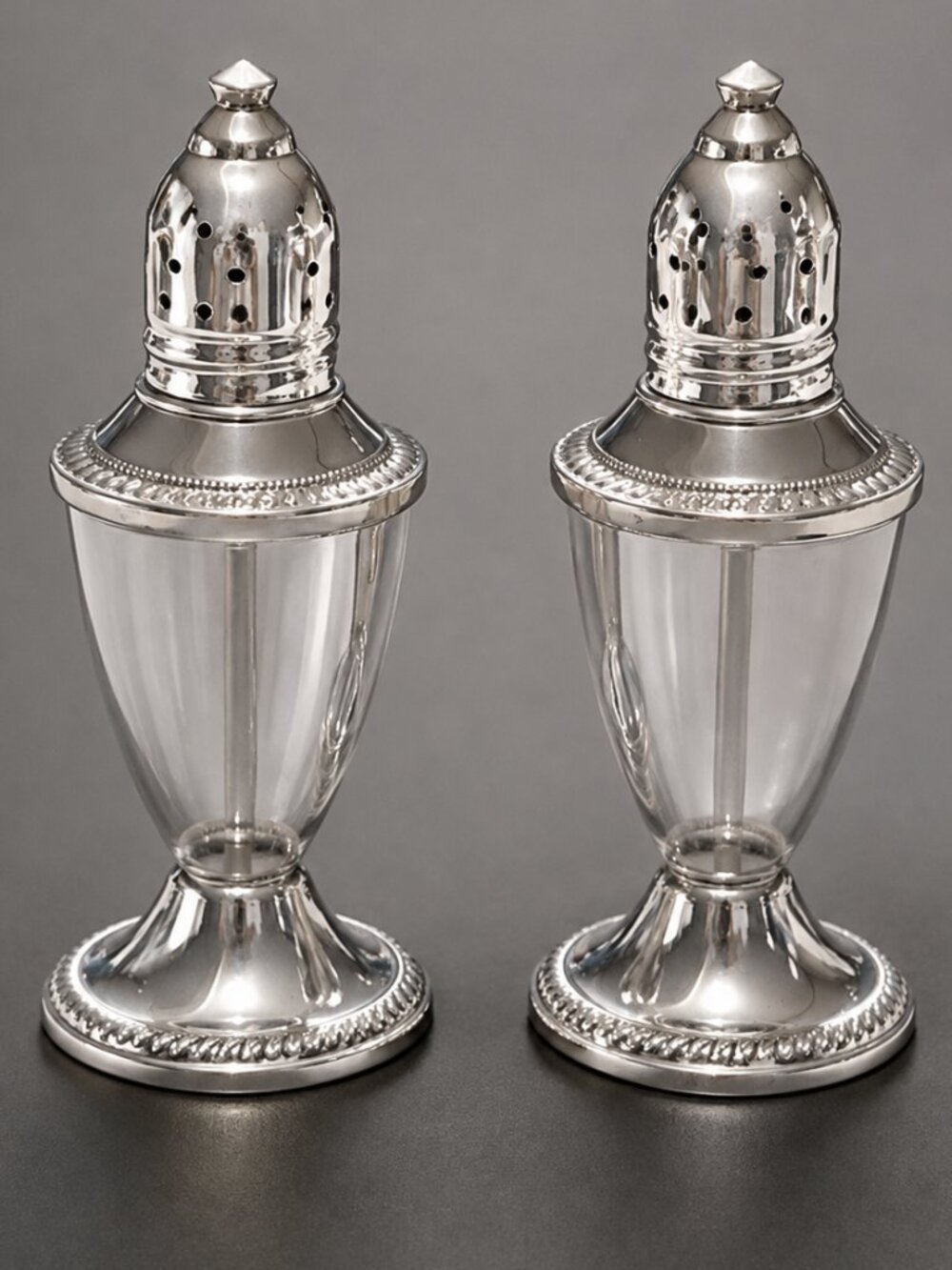 VTG Duchin Creation New York Weighted Pair Sterling Silver Salt & Pepper c1940s